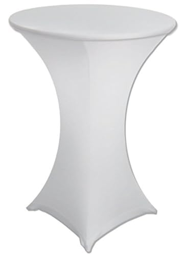 30 Diameter x 42″ Height White Spandex Highboy Table Cover | Rental