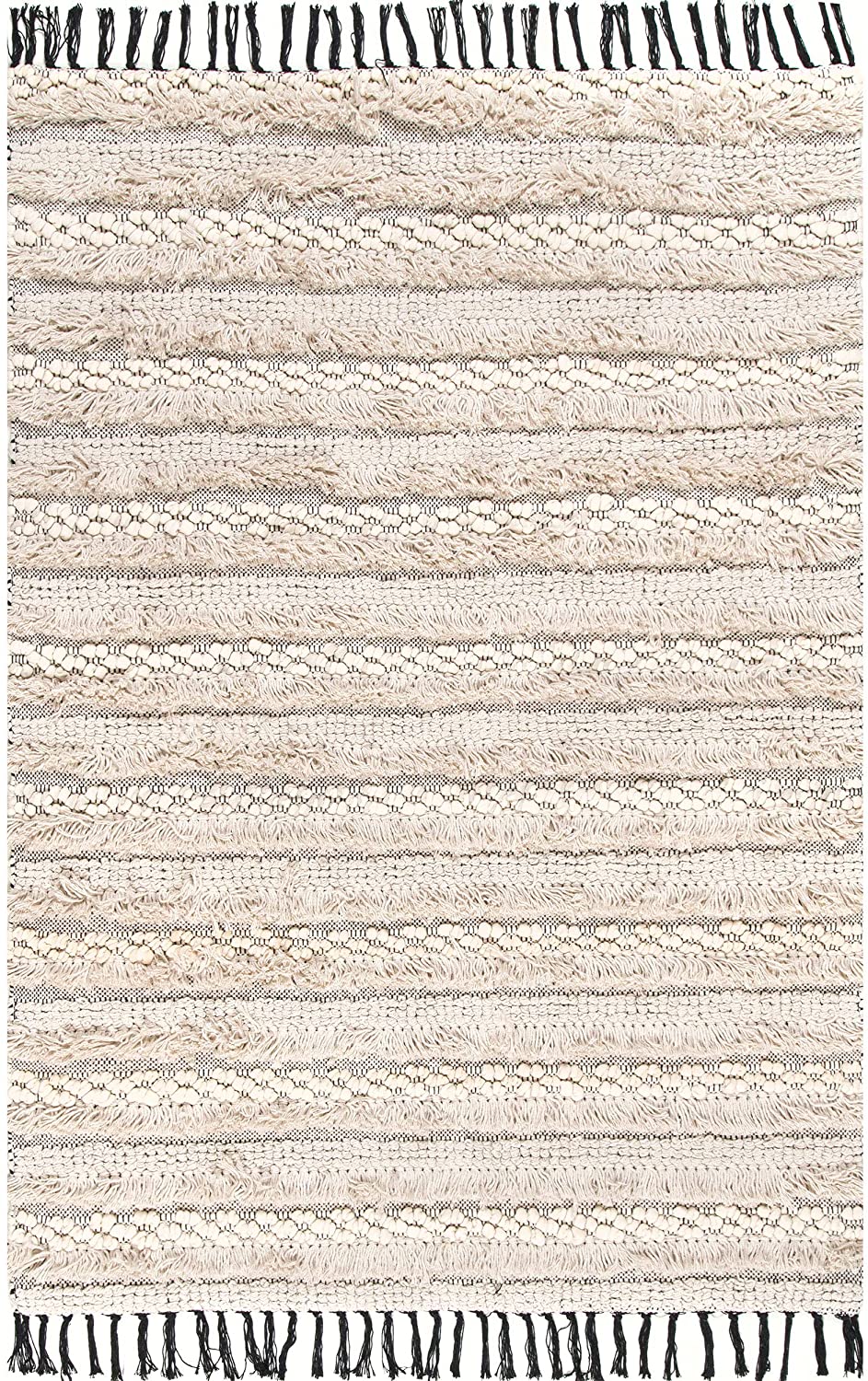 Emerita Tassel Shag Area Rug, 5′ x 8′, Beige | Rental
