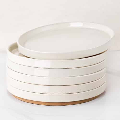 AmorArc Ceramic Dinner Plates Set of 6, 10.25 Inch Stoneware Plates for Kitchen,Modern Flat Dinnerware Dishes Set,Microwave& Dishwasher Safe, Scratch Resistant-Beige | Rental