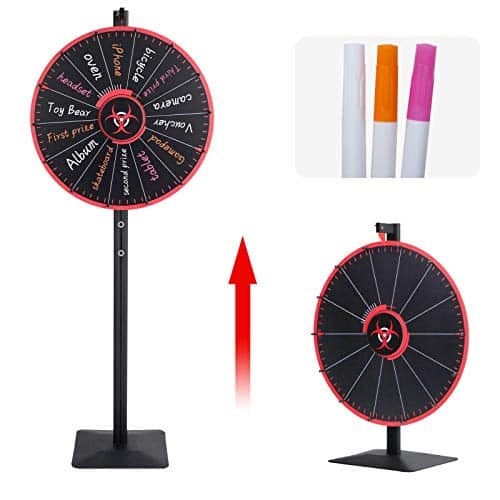 24 Inch Spinning Wheel, 14 Slots Color Prize Wheel with Dry Erase Markers and Eraser, Spin Wheel For Prizes with Stand – Tabletop or Floor, Wheel of Fortune Game for Carnival, Game | Rental