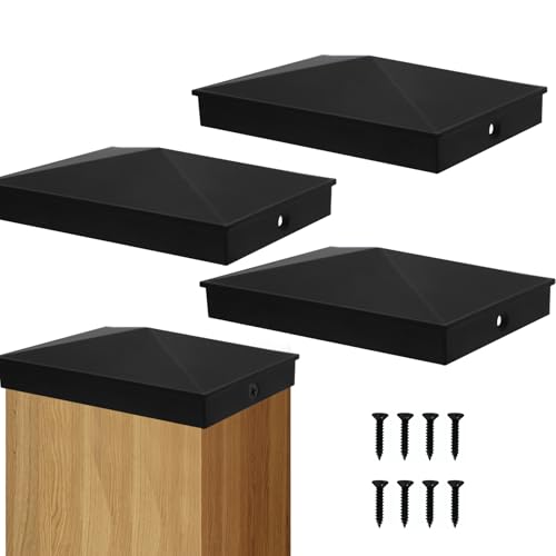 Azdele 4×6 Aluminum Pyramid Post Caps Cover for 4×6 Nominal Wood Post(Actual 3.5″ x 5.5″ Post Size), with Matte Finish Powder Coated Surface, for Fences Wood Post of Decks or Corri | Rental