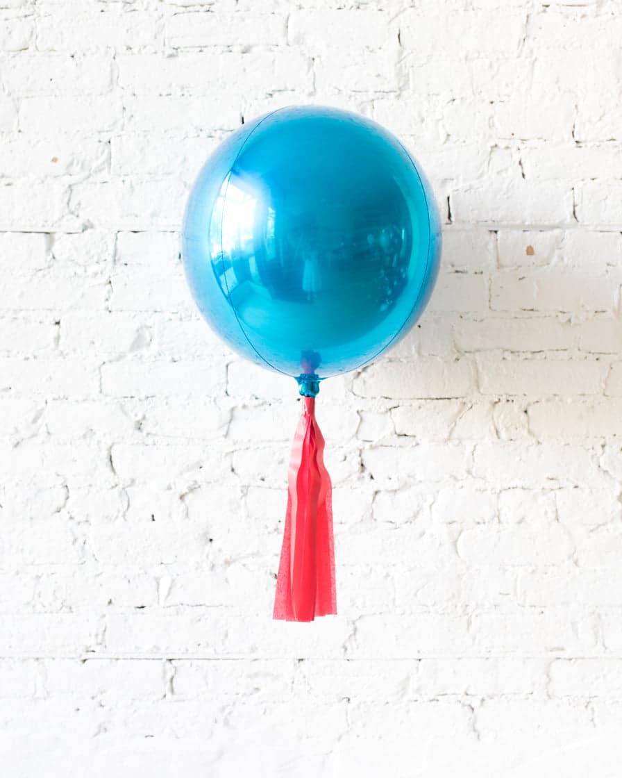 16in Blue Orb Foil Balloon and Red Skirt | Purchase 16in Blue Orb Foil Balloon and Red Skirt | Purchase