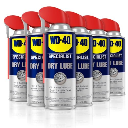 WD-40 300059 Specialist Dirt & Dust Resistant Dry Lube PTFE Spray with SMART STRAW SPRAYS 2 WAYS, 10 OZ [6-Pack] | Rental