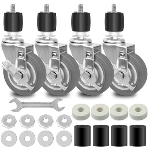 4 Inches Prep Table Wheels, Expanding Stem Caster Set of 4 with Brake, fit for 1-1/2″ and 1-5/8″ ID Leg Tube for Stainless Steel Worktable, Commercial Kitchen Prep Tables, Cart (Lo | Rental