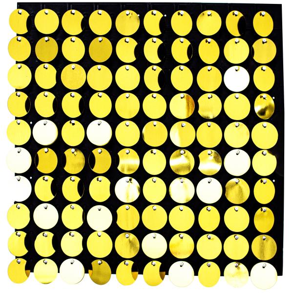 Decostar™ Shimmer Wall Panels w/ Black Backing & Round Sequins – 24 Tiles – Gold | Rental