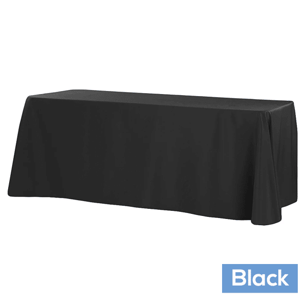 90″ x 132″ Rectangular Oblong 200 GSM Polyester Tablecloth – Black | Rental