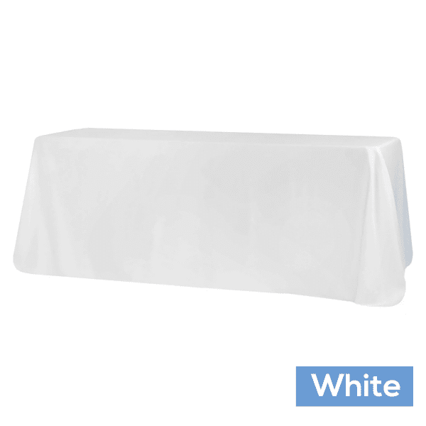 90″ x 156″ Rectangular 125-130 GSM Polyester Tablecloth – White | Rental