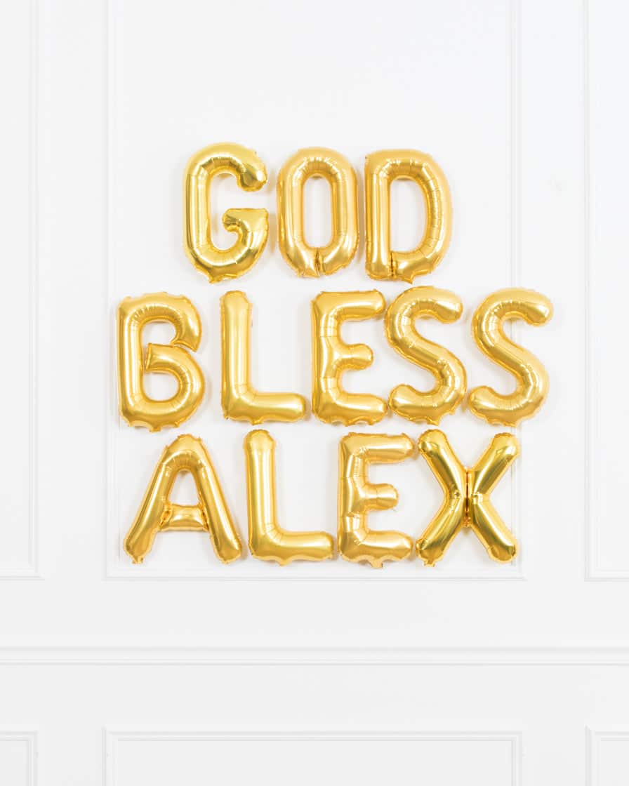 16in “GOD BLESS Name” Foil Balloon Set | Purchase