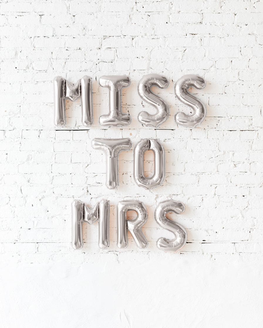 16in Silver MISS TO MRS Foil Balloon Set | Purchase 16in Silver MISS TO MRS Foil Balloon Set | Purchase