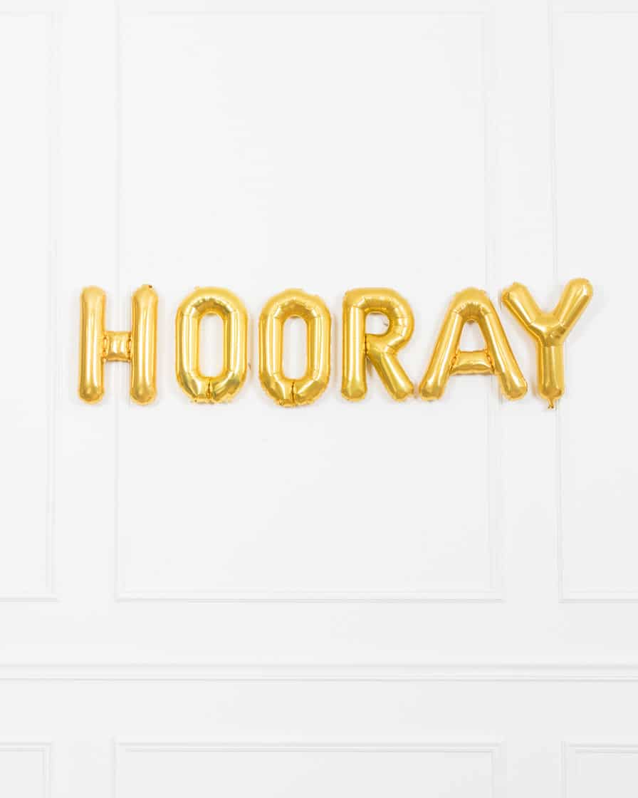 16in Gold Hooray Foil Balloon Set | Purchase 16in Gold Hooray Foil Balloon Set | Purchase