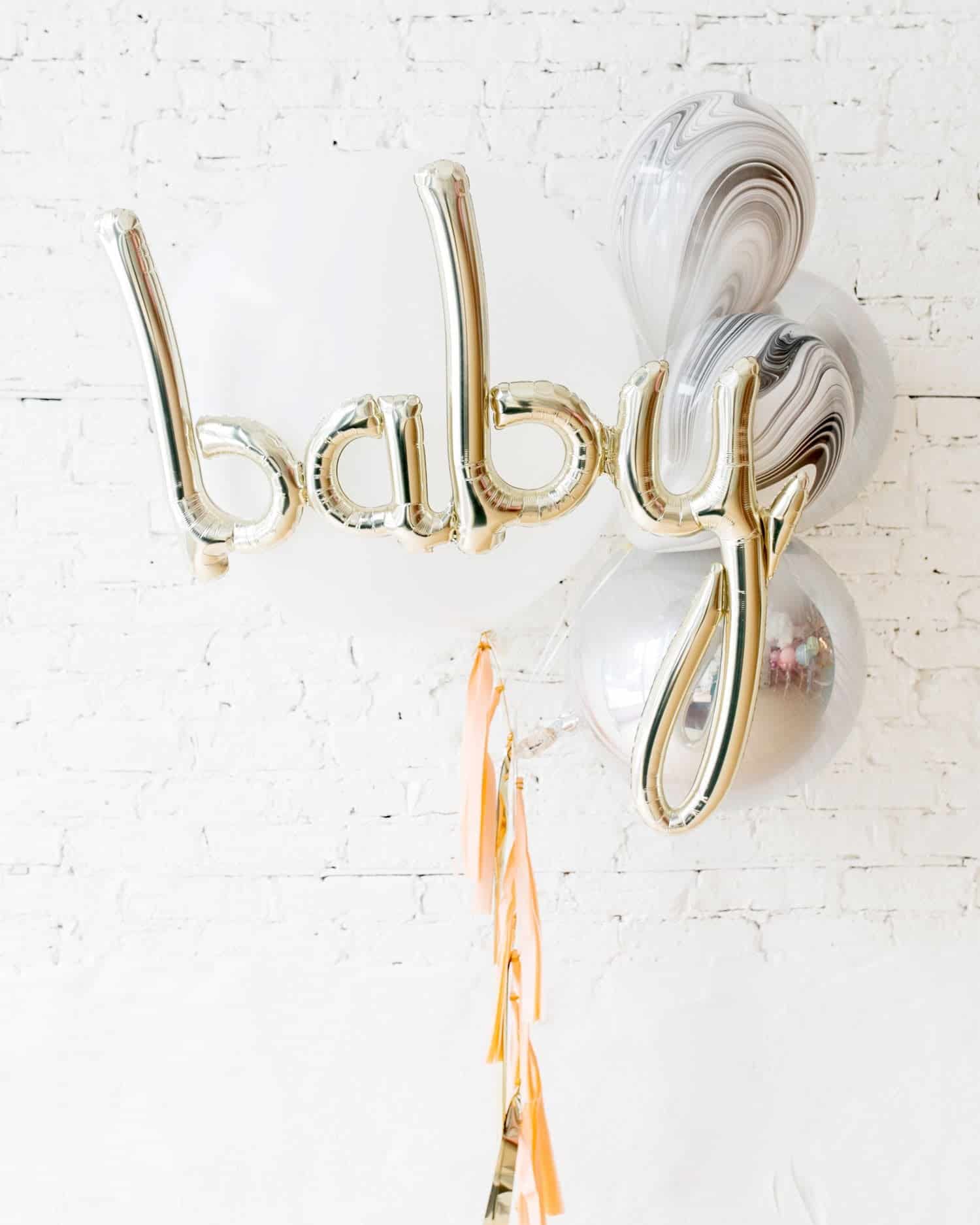 GIFT-Marble & White Giant Baby Bouquet and Blush Tassel | Purchase