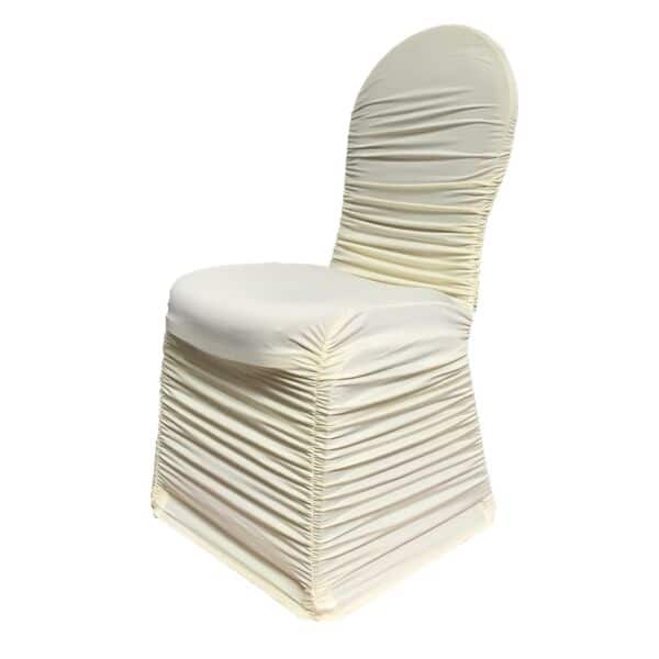 210 GSM Better Quality/Best Value Ruched Chair Cover By Eastern Mills – Spandex/Lycra – Ivory | Rental