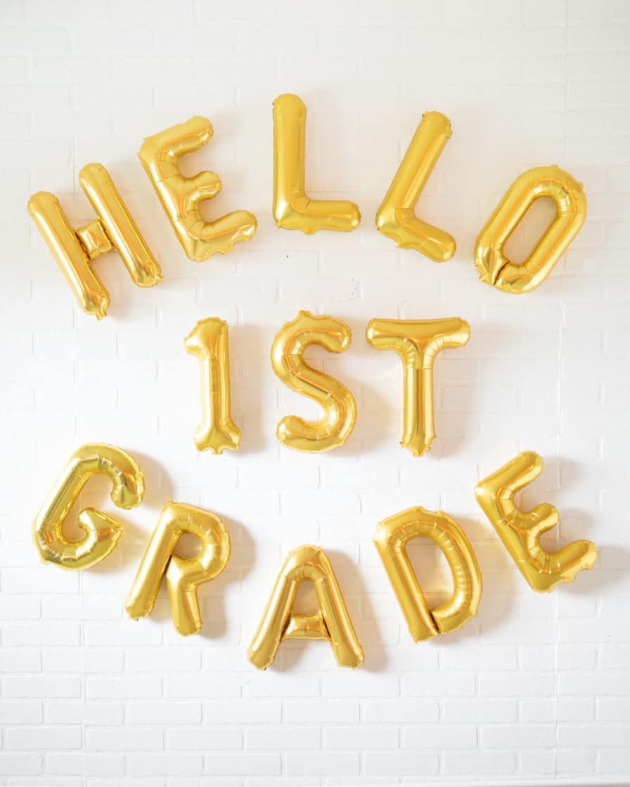 Back 2 School – Customizable Hello Grade 16in Gold Foil Letters Set | Purchase