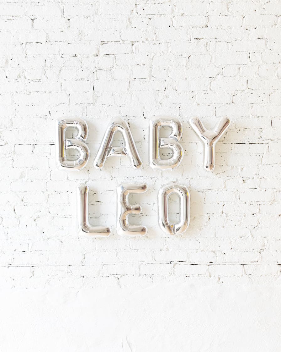 16in Silver “BABY Name” Foil Letters Set | Purchase