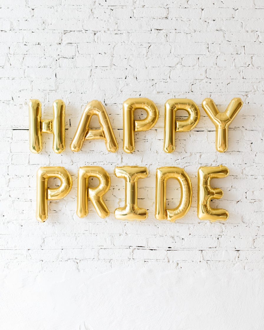 16in HAPPY PRIDE Gold Foil Balloon Set | Purchase 16in HAPPY PRIDE Gold Foil Balloon Set | Purchase