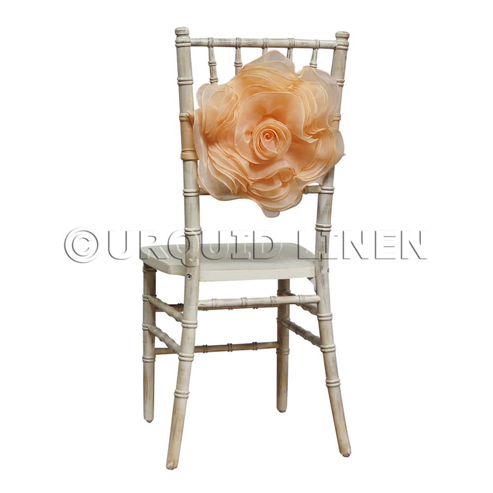 Organza Rosette Bow & Band – Peach | Rental