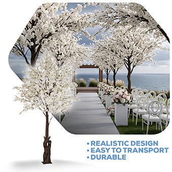 10ft Artificial Cherry Blossom Bloom Tree — White | ModTree™ Collection | Rental