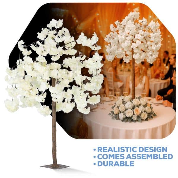 4.3ft Artificial Drooping Hydrangea Bloom Tabletop Centerpiece Tree — White | ModTree™ Collection | Rental 4.3ft Artificial Drooping Hydrangea Bloom Tabletop Centerpiece Tree — White | ModTree™ Collection | Rental