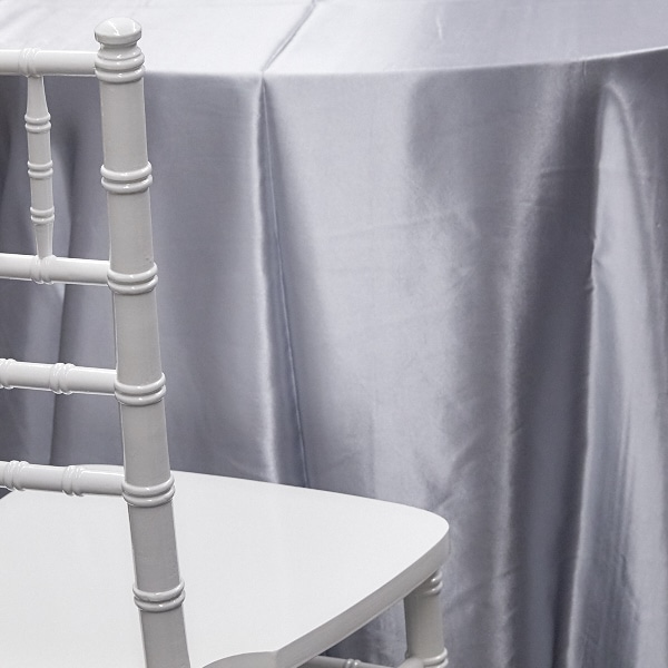SILVER – Deco Satin Tablecloth by Eastern Mills – Size Options | Rental