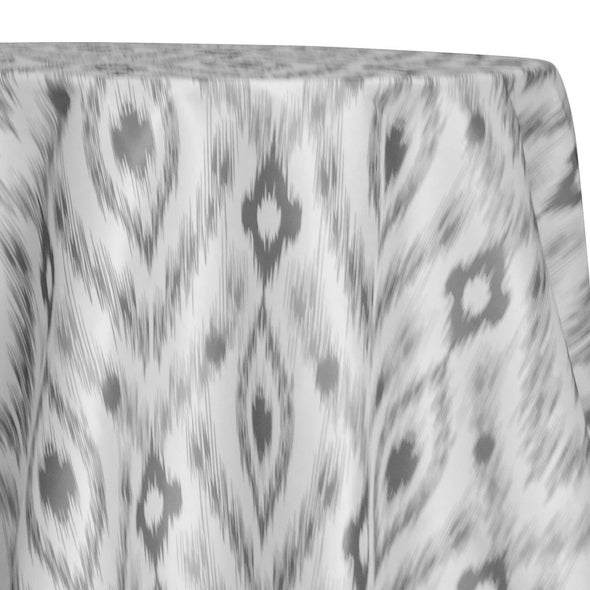 Cosmo Print (Dupioni) Table Linen in Silver | Rental