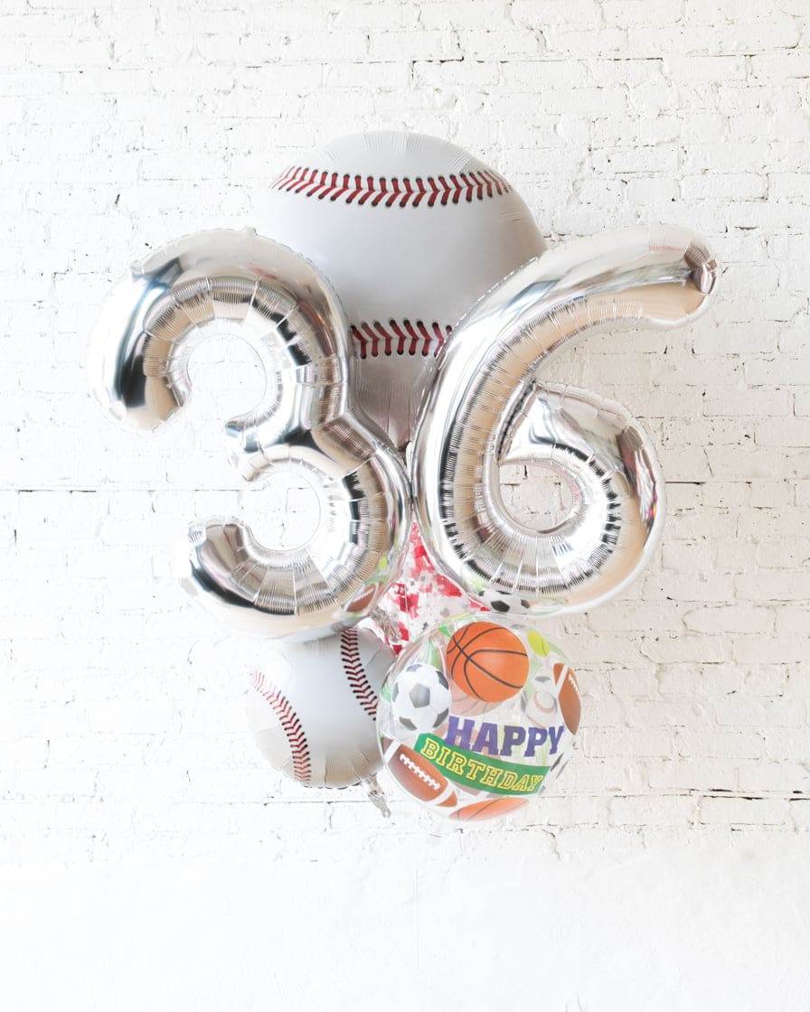 GIFT-Baseball Theme – Double-Digit Number Balloon Bouquet | Purchase