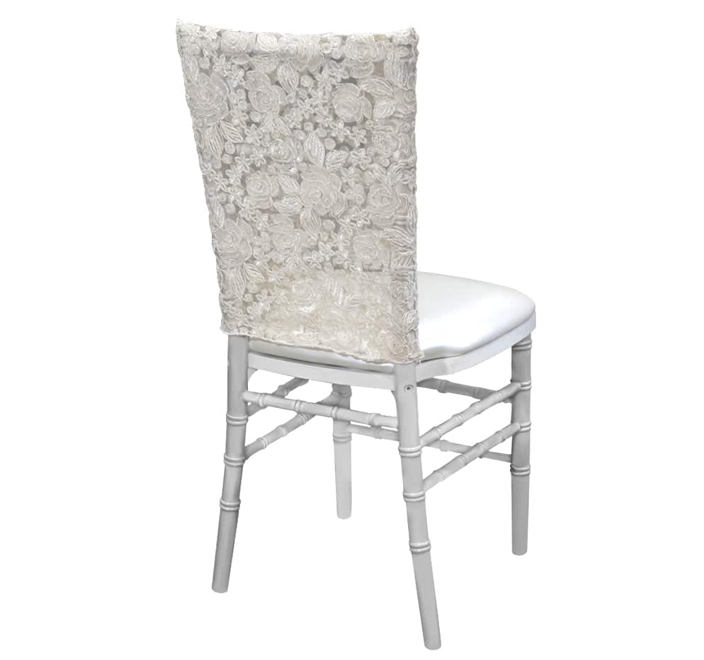 Valentina Lace Half Chair Back – Ivory | Rental