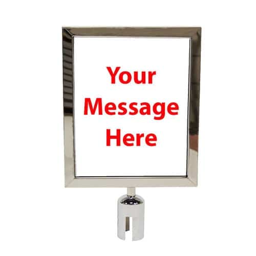 Part – 8″ x 11.5″ Chrome Retractable Metal Stanchion Vertical Sign Holder | Rental