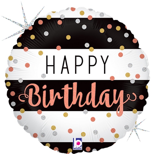 18″ Birthday Rose Gold Holographic Metallic Balloon | Purchase