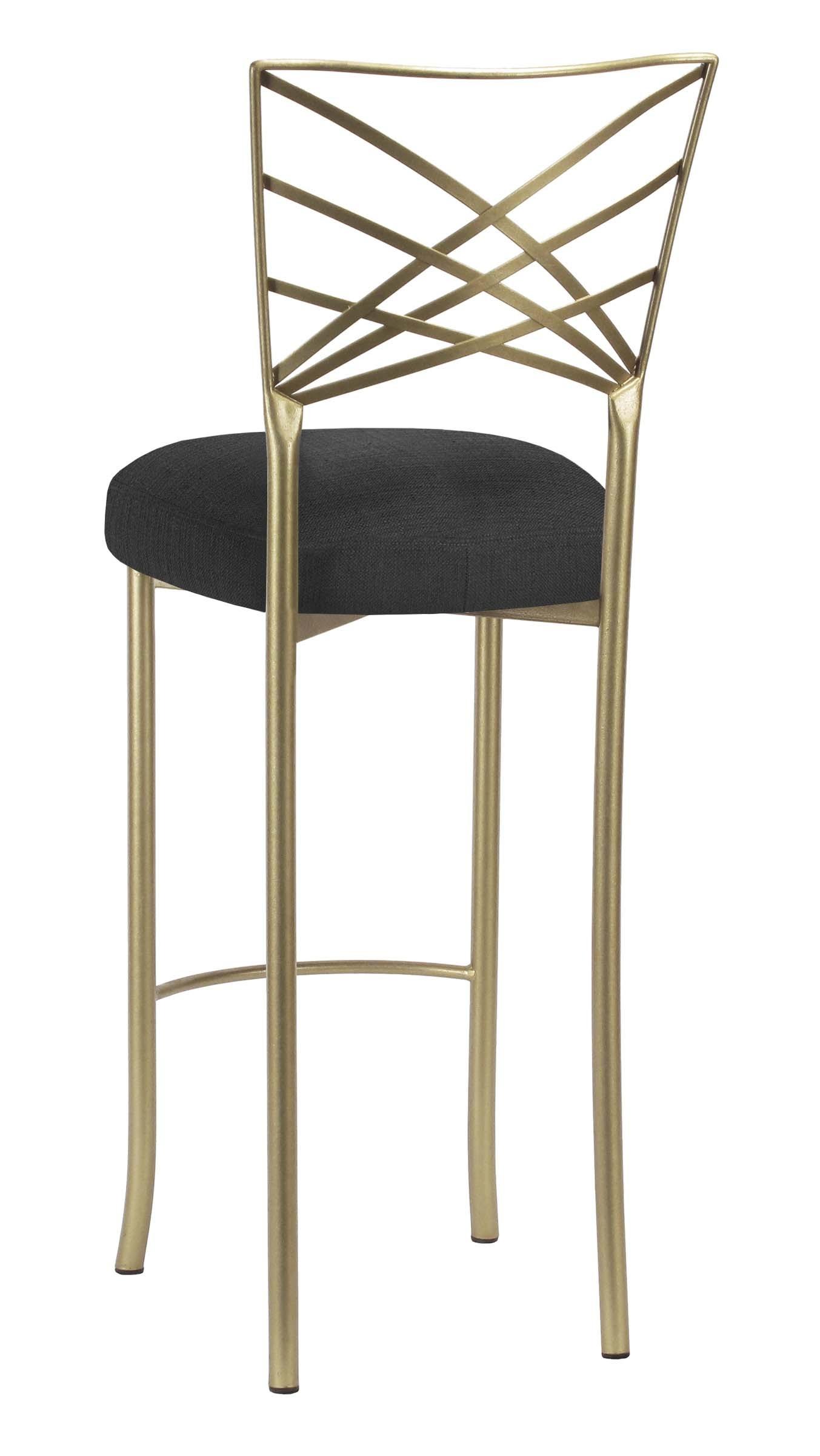 Gold Fanfare Barstool with Charcoal Linette Boxed Cushion Chameleon Chair Collection