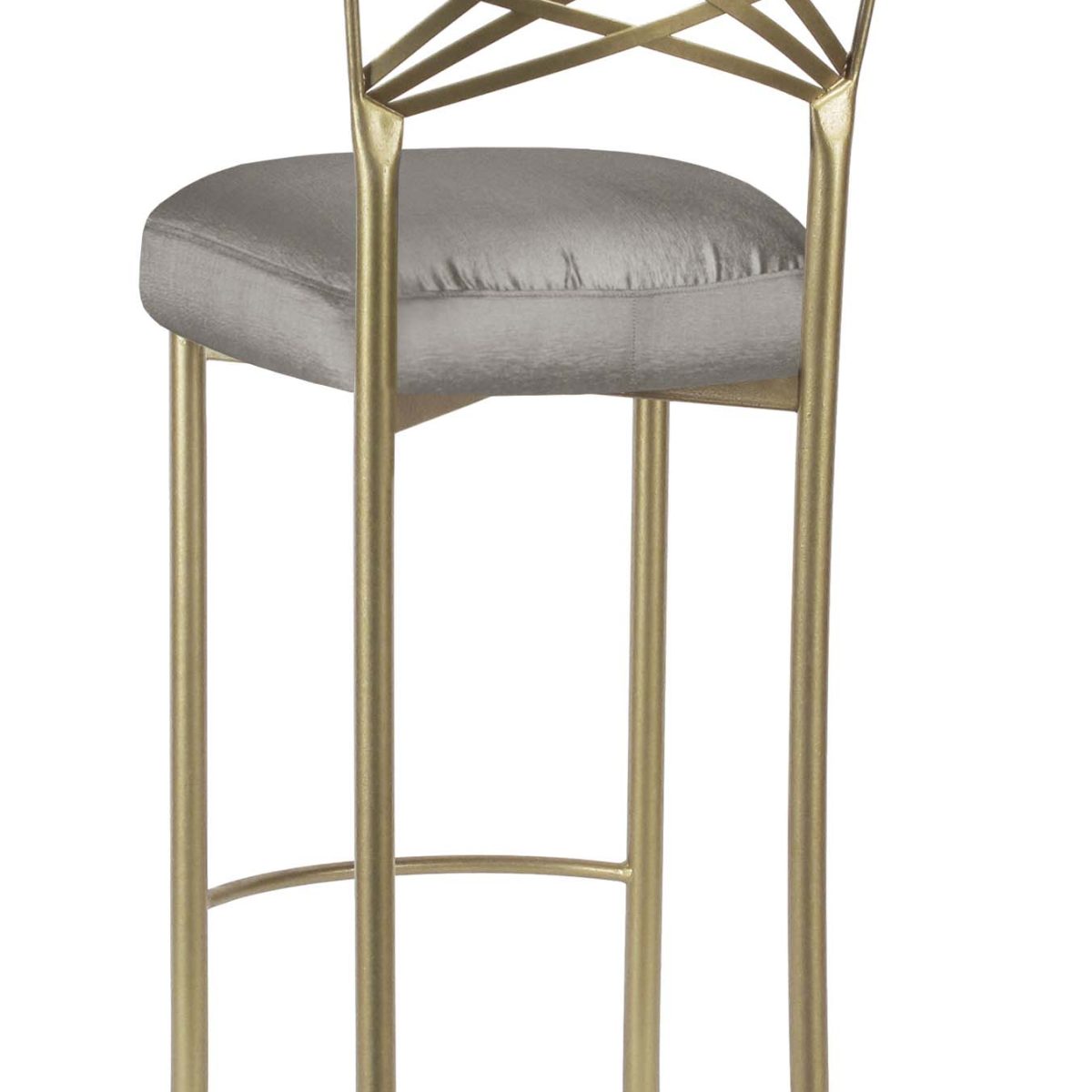 Gold Fanfare Barstool with Charcoal Taffeta Boxed Cushion Chameleon Chair Collection