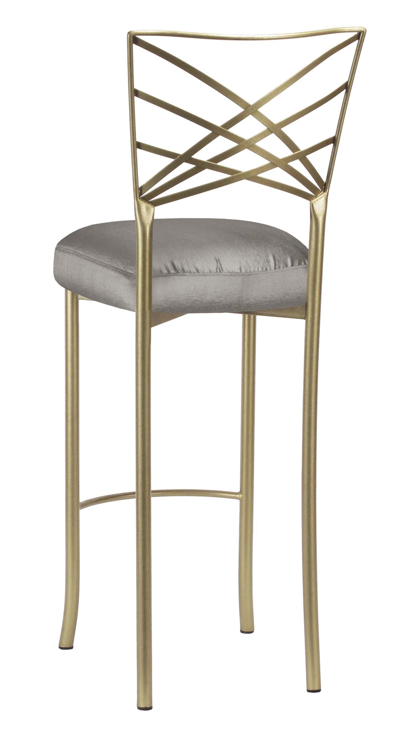Gold Fanfare Barstool with Charcoal Taffeta Boxed Cushion Chameleon Chair Collection