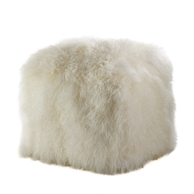 PU356 Mongolian Lamb Fur Pouf – 18Dx16h | Rental
