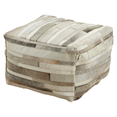 PU772 Hair On Leather Pouf | Rental