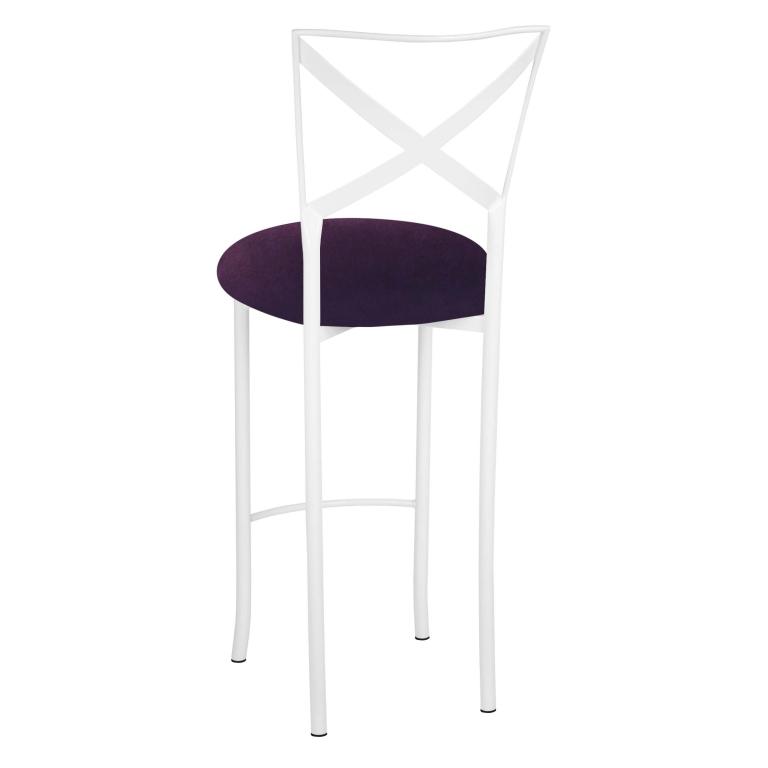 Simply X White Barstool with Eggplant Velvet Cushion – Chameleon Chair Collection | Rental Simply X White Barstool with Eggplant Velvet Cushion – Chameleon Chair Collection | Rental