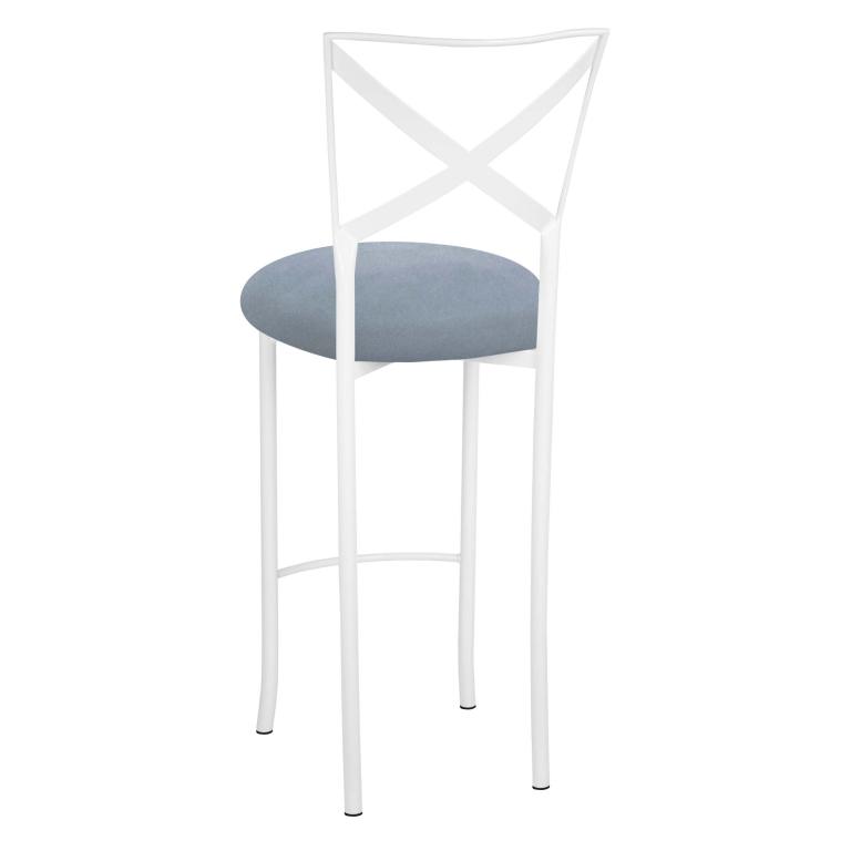 Simply X White Barstool with Ice Blue Suede Cushion – Chameleon Chair Collection | Rental Simply X White Barstool with Ice Blue Suede Cushion – Chameleon Chair Collection | Rental