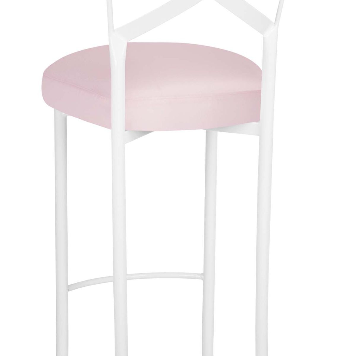 Simply X White Barstool with Soft Pink Satin Boxed Cushion Chameleon Chair Collection